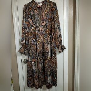 Umgee Paisley Print Maxi Dress with Contrasting Print